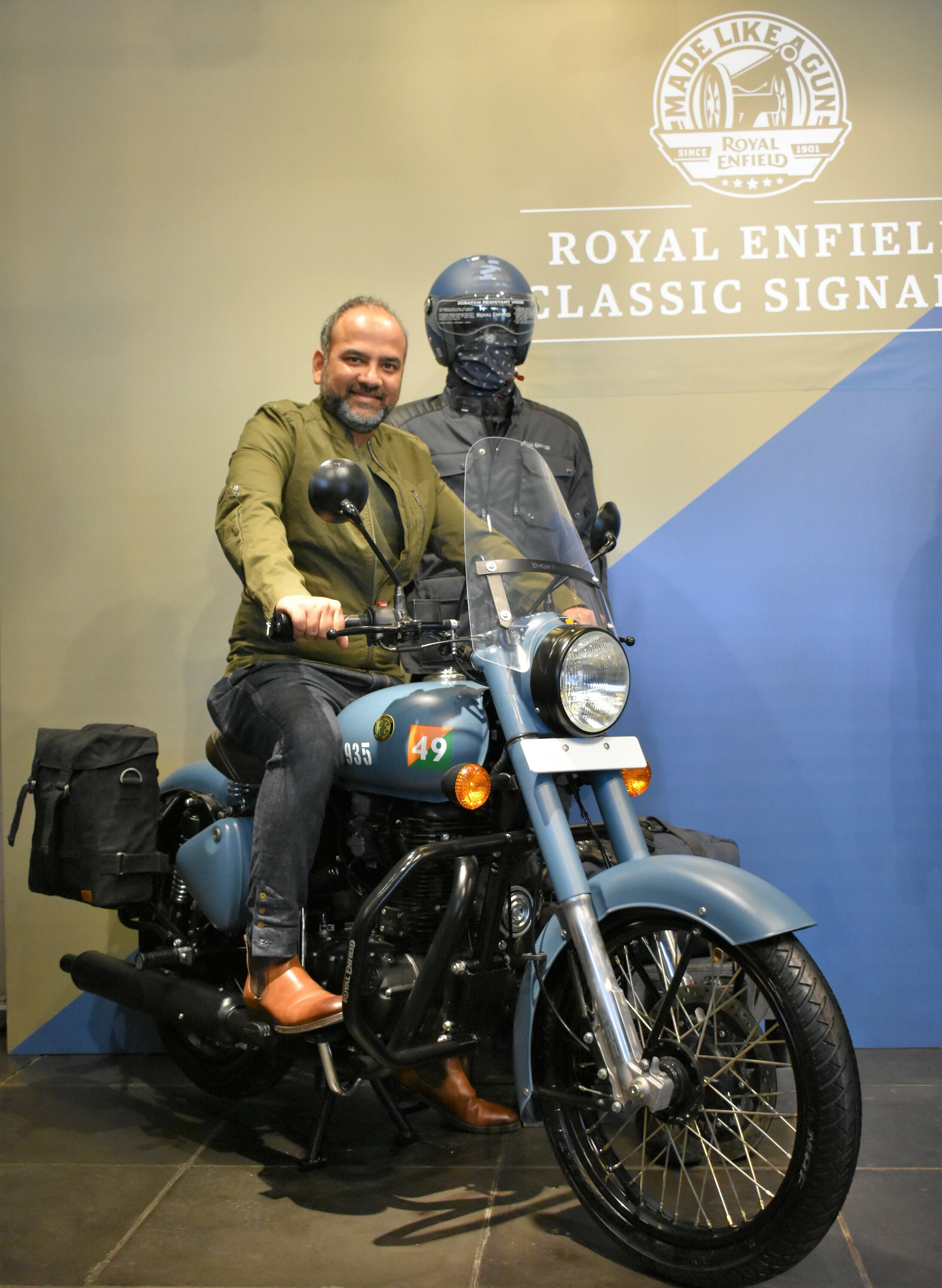 royal enfield blue helmet