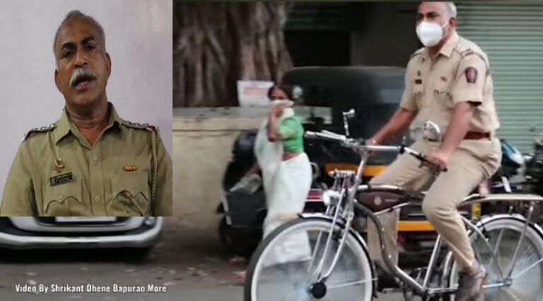 Pune: Police officer patrols on cycle to raise awareness about COVID-19 ...