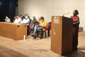 Sarru Waghmare speaks at meeting on 22 January