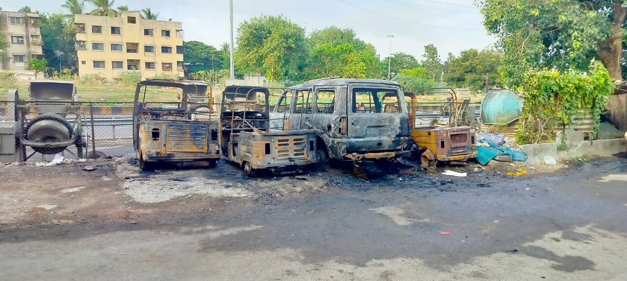 Pimpri Chinchwad: Vehicles Reduced To Ashes In Nigdi Fire, Police Probe Cause   