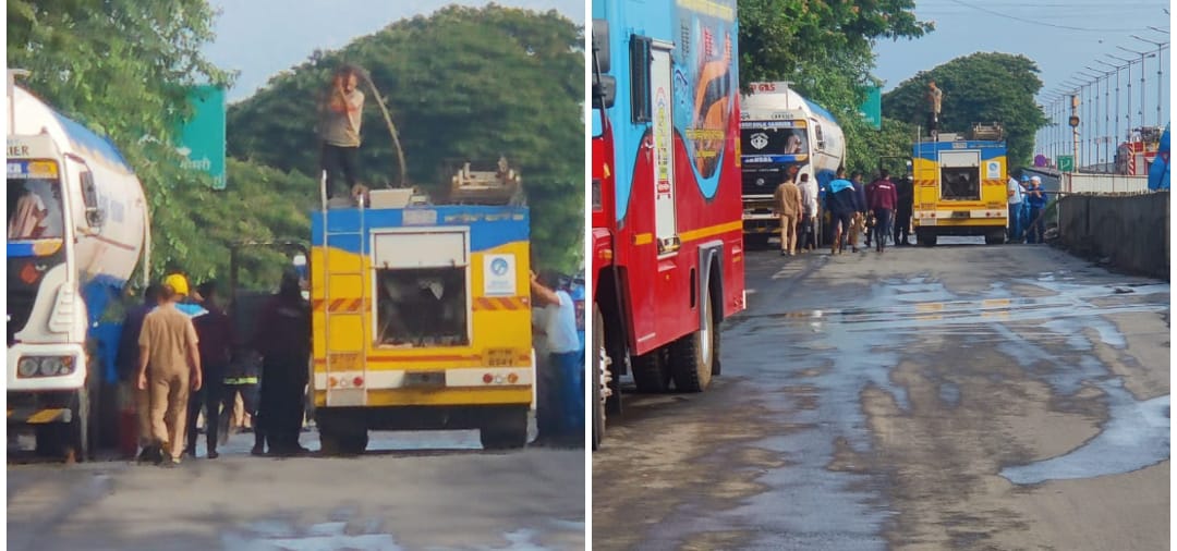 Pune: BPCL Gas Tanker Overturns on Pavnar Bridge; Authorities Respond Rapidly