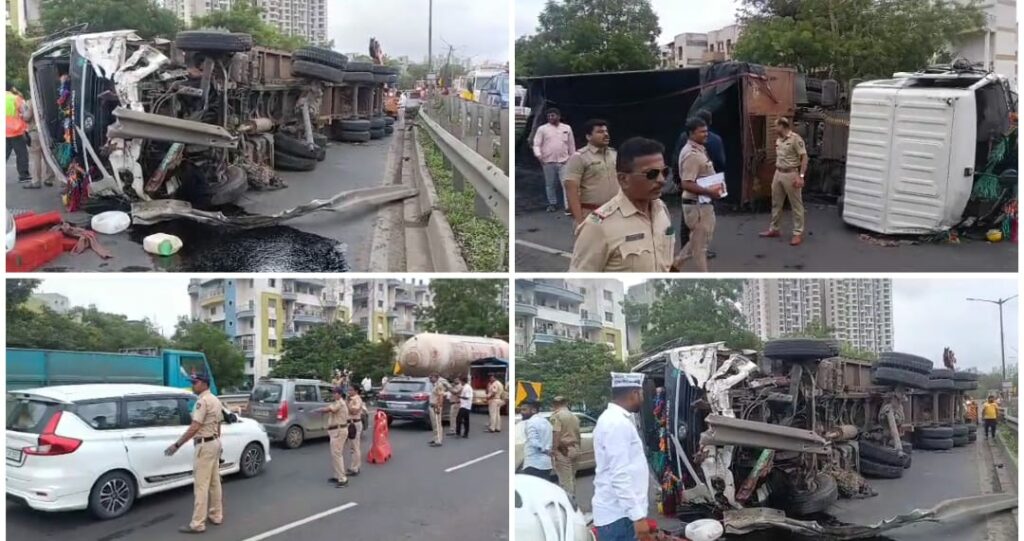 Pune: Truck Carrying Coal Overturns Near Navle Bridge, Causes Massive ...