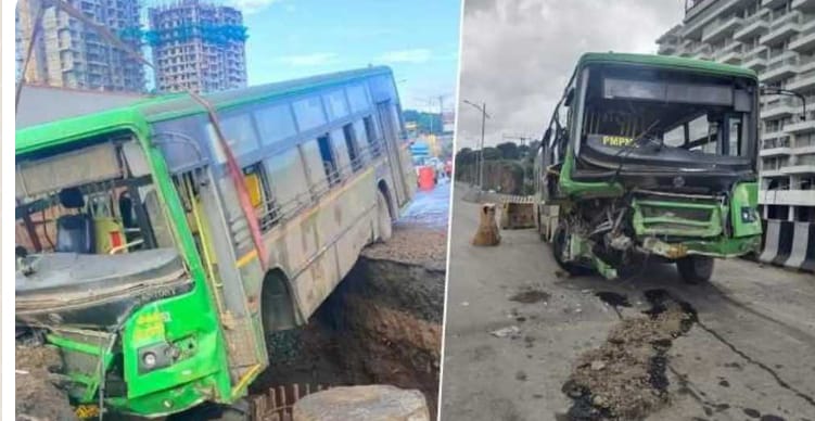 Pune: PMPML Bus Skids, Rams Into JCB At NDA Chowk