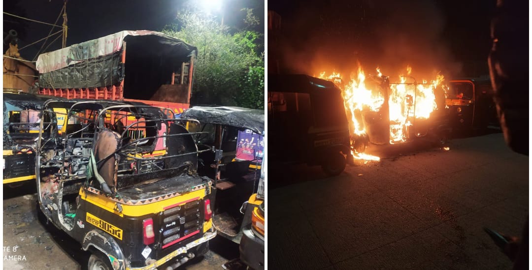 Pune: Four Auto Rickshaws Gutted Into Fire Reported Near Janta Vasahat Chowk, No Casualties Reported