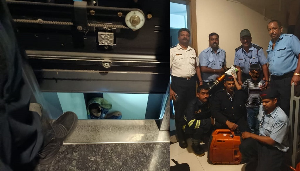 kid trapped in lift in Pune